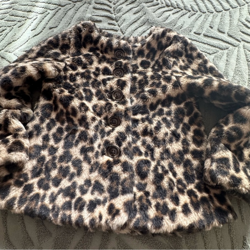 Leopard Print Kids Faux Fur Coat 3T